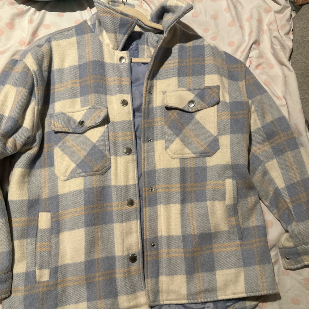 Jou Jou Blue and Cream Shirt Jacket